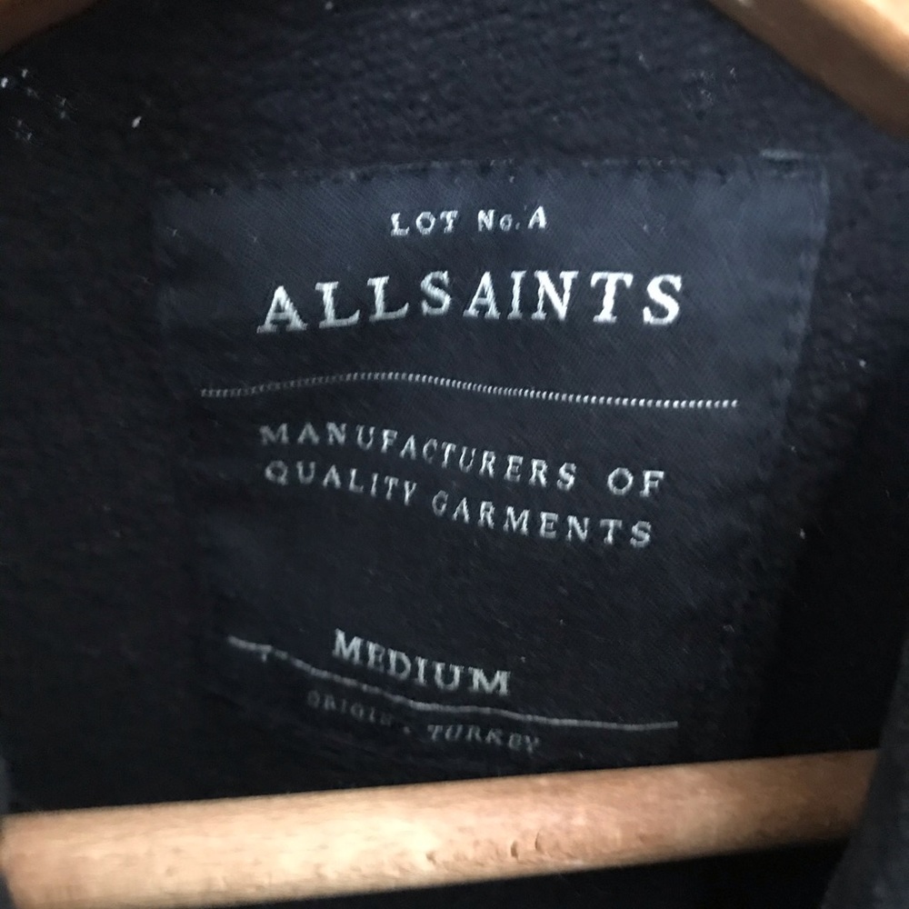 Men’s All saints black zippered hoodie size medium - Picture 2 of 5